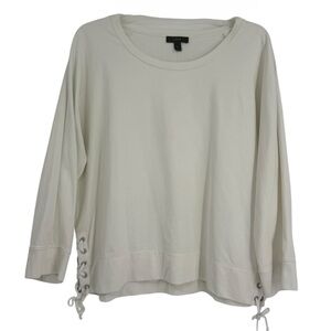J Crew Pullover scoop Neck Sweatshirt Cream Size XL Nautical Long Sleeves Women